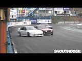 No gap drifting Sakai 180SX vs Nakamura S13 tandem battle