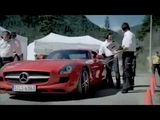 Mercedes SLS AMG drives upside down in a tunnel