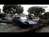Lamborghini Murcielago crashing into palm tree in Beverly Hills
